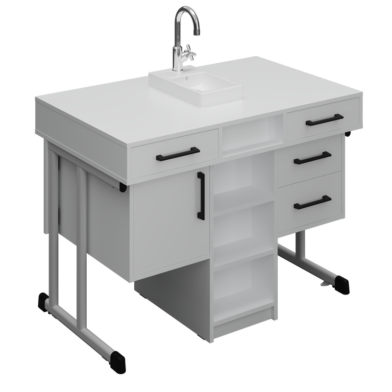 Стіл демонстр. для предмет.кабінет., АНШАР ГРУП (100307 HPL),1200х750х900мм, з мийкою, стільниця – з хім.стійким HPL, каркас-посилена вертикал.поскоовал.труба